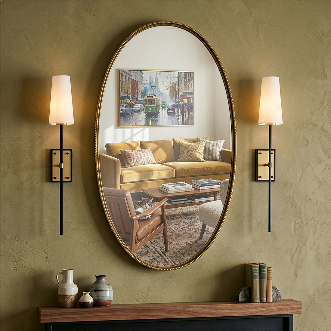 Saunders 1L tall wall sconce - 46951BK-LCB *
