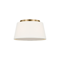 Hale 2-Light Flush Mount in Estate Brass with White Linen Shade