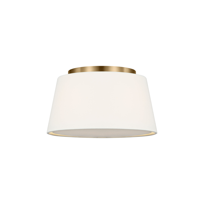Hale 2-Light Flush Mount in Estate Brass with White Linen Shade